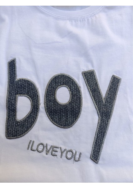 Erkek Çocuk İkili Takım – Baskılı Beyaz T-Shirt ve Gri Şort %100 Pamuk indirimleri