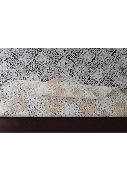 Decorecor Lüks Silinebilir Hijyenik Dantel Desen Şeffaf Kaplama Pvc Muşamba Masa Örtüsü 072-X fırsatları