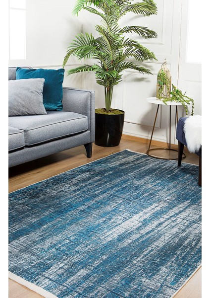 Krasnodar Mavi Modern Etnik Desenli Makinada Yıkanabilir Hav Toz Vermez Leke Tutmayan Kaymaz Taban Dijital Makine Baskı Salon Yolluk Mutfak Halı fiyatları