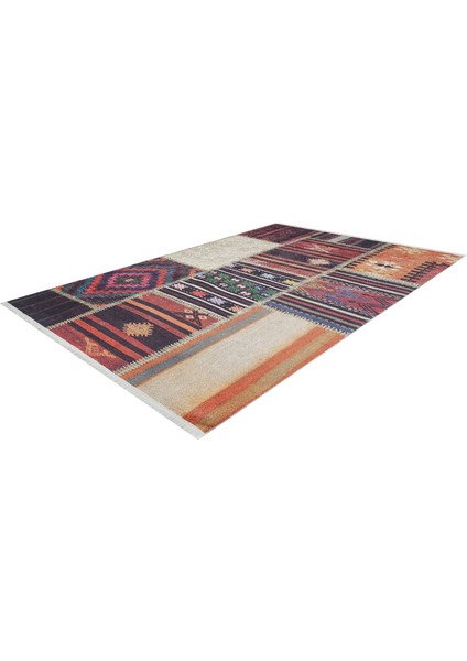 Blonie Bordo Patchwork Etnik Modern Desenli Makinada Yıkanabilir Hav Toz Vermez Leke Tutmayan Kaymaz Taban Dijital Makine Baskı Salon Yolluk Mutfak Halı modelleri