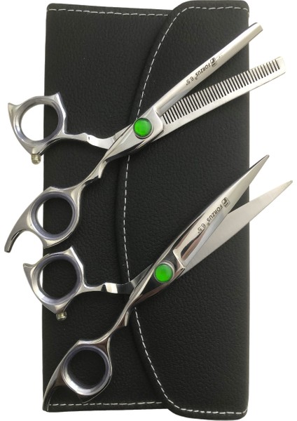 Profesyonel Berber Kuaför Saç Kesim Makas Seti 6.5 inç 2'li Deri Çanta Model FRZ65YSL