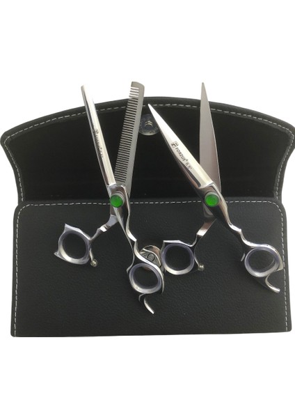 Profesyonel Berber Kuaför Saç Kesim Makas Seti 6.5 inç 2'li Deri Çanta Model FRZ65YSL modelleri