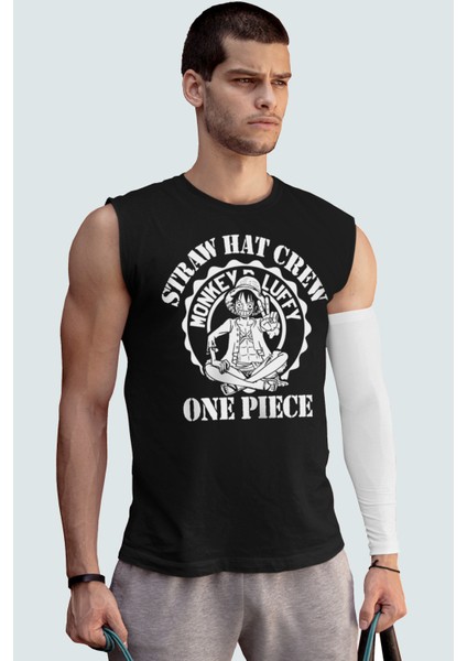 One Piece Logo Siyah Kesik Kol | Kolsuz Erkek Tshirt| Atlet