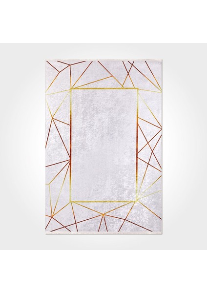 Piper Mermer Beyaz Polyester Dikdörtgen Modern Desenli Pamuk Makinada Yıkanabilir Hav Toz Vermez Leke Tutmayan Kaymaz Taban Dijital Makine Baskı Salon Yolluk Mutfak Halı