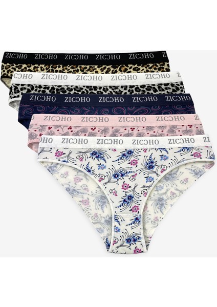 Desenli 5’li Kutu Kadın Külot