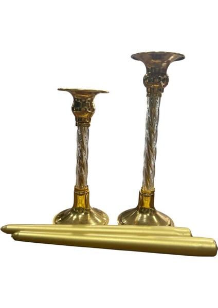 Şamdan Mumu Gold 2’li Konik 25 cm Dekoratif Konik Uzun Mum Seti fiyatları