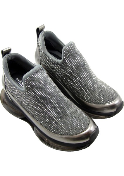 Viviana Platin Taşlı Streç Gizli Dolgu Topuklu Günlük Ayakkabı fırsatları