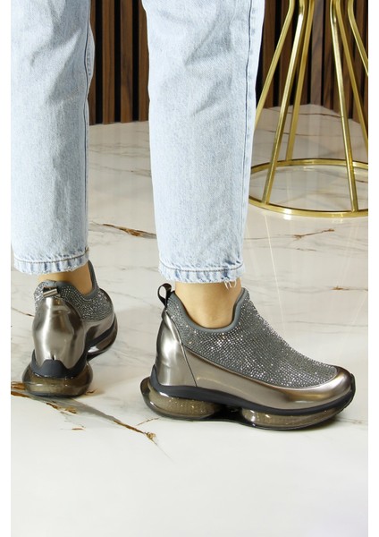 Viviana Platin Taşlı Streç Gizli Dolgu Topuklu Günlük Ayakkabı indirimleri