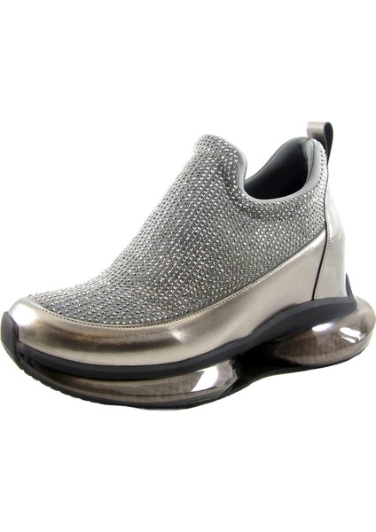 Viviana Platin Taşlı Streç Gizli Dolgu Topuklu Günlük Ayakkabı