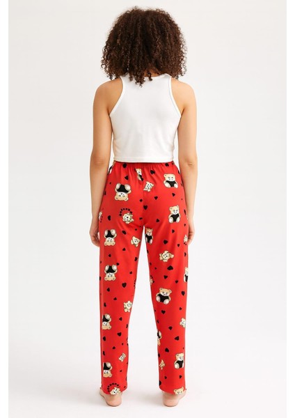Kadın Ayıcık Desenli Tek Alt Kırmızı fiyatları