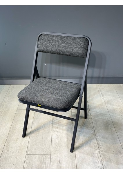 Buse Çalışma Masası Ofis Bilgisayar Masası + Katlanır Sandalyeli 103 cm Metal Siyah Ayak fırsatları