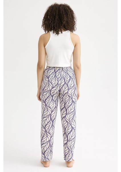 Kadın Yaprak Desenli Tek Alt Lila fiyatları