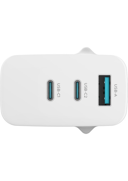 GAN MULTI 65W Usb-A ve 2*type-C Üç Portlu Hızlı Şarj Aleti, Güç Adaptörü, Beyaz indirimleri