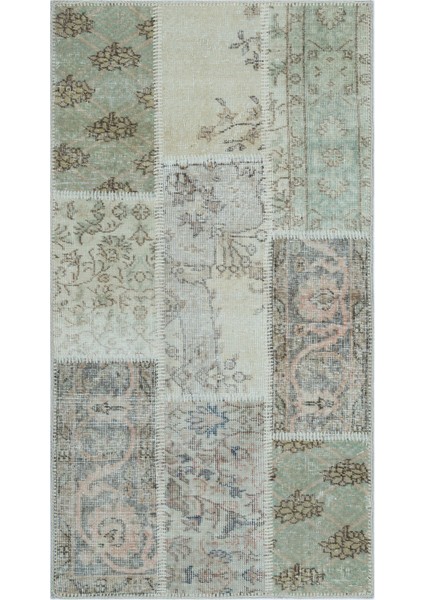 Atina Turkuaz Eskitme Yün Modern Desenli Yün Hav Toz Vermez Leke Tutmayan Salon Yolluk Mutfak El Dokuma Halı