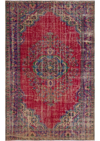 Teselya Yeşil Patchwork Yün Modern Desenli Yün Hav Toz Vermez Leke Tutmayan Salon Yolluk Mutfak El Dokuma Halı