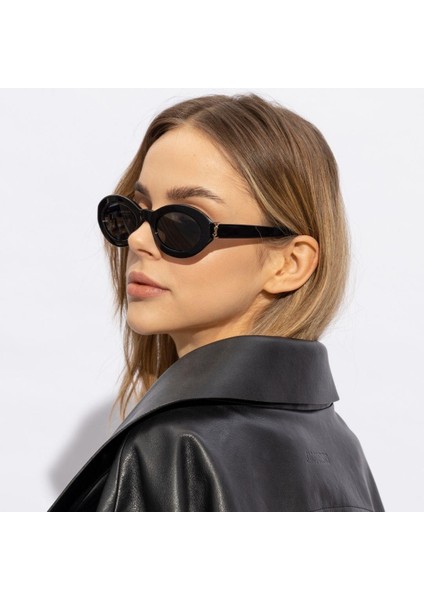SL M136 001 52-22 Kadın Güneş Gözlüğü – Siyah Asetat Çerçeve, Füme Mat Cam, UV400