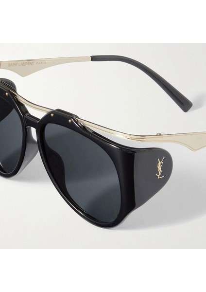 SL 0137 Amelia 001 55-14-135 Unisex Güneş Gözlüğü – Siyah Metal Çerçeve, Füme Mat Cam, UV400 fiyatları