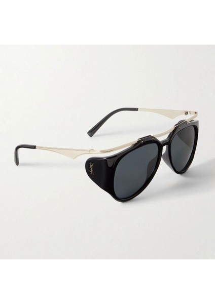 SL 0137 Amelia 001 55-14-135 Unisex Güneş Gözlüğü – Siyah Metal Çerçeve, Füme Mat Cam, UV400 fırsatları