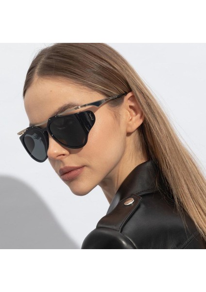 SL 0137 Amelia 001 55-14-135 Unisex Güneş Gözlüğü – Siyah Metal Çerçeve, Füme Mat Cam, UV400 indirimleri