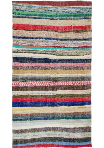 Girit Bej Çizgili Yün Modern Desenli Yün Hav Toz Vermez Leke Tutmayan Salon Yolluk Mutfak El Dokuma Halı