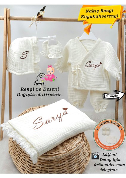4 Katlı Müslin 5'li Kimono Bağcıklı Tulum %100PAMUK Hastane Çıkış