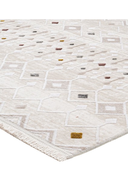 Shadowy Geometrik Bej Örgü Dikdörtgen Modern Desenli Akrilik Hav Vermeyen Leke Tutmayan Kolay Temizlenen Yumuşak Makine Salon Yolluk Mutfak Halı modelleri