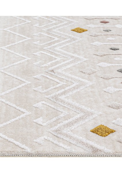 Shadowy Geometrik Bej Örgü Dikdörtgen Modern Desenli Akrilik Hav Vermeyen Leke Tutmayan Kolay Temizlenen Yumuşak Makine Salon Yolluk Mutfak Halı fırsatları