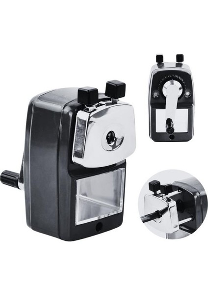 Masa Tipi Metal Kollu Büyük Siyah Kalemtraş 6732