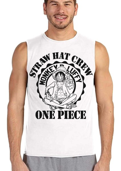 One Piece Logo Beyaz Kesik Kol | Kolsuz Erkek Tshirt| Atlet