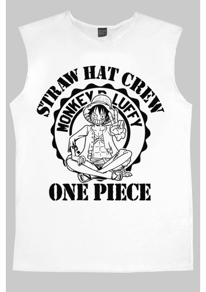 One Piece Logo Beyaz Kesik Kol | Kolsuz Erkek Tshirt| Atlet fiyatları