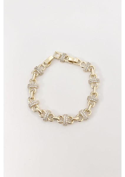 Zirkon Taşlı Geçmeli Halka Motifli Vip Bileklik