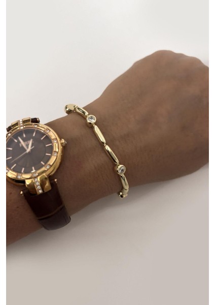 Zirkon Taşlı Çubuklu Gold Suyolu Vip Bileklik fiyatları