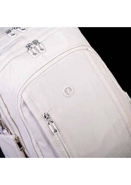 Unisex Büyük Boy Hafif Çok Gözlü Okul Sırt Çantası (en :30 cm boy:44 cm) Bej fiyatları