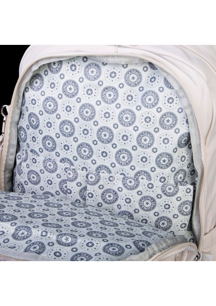 Unisex Büyük Boy Hafif Çok Gözlü Okul Sırt Çantası (en :30 cm boy:44 cm) Bej fırsatları