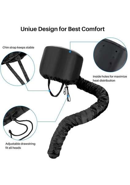 Başlıklı Saç Kurutma Makinesi AparatıGerilebilir Tutma Yeri ve Uzatılmış Hortum Uzunluğuna Sahip, El Tipi Saç Kurutma Makinesi Yumuşak, Ayarlanabilir Kapüşonlu (Siyah) (Yurt Dışından) modelleri