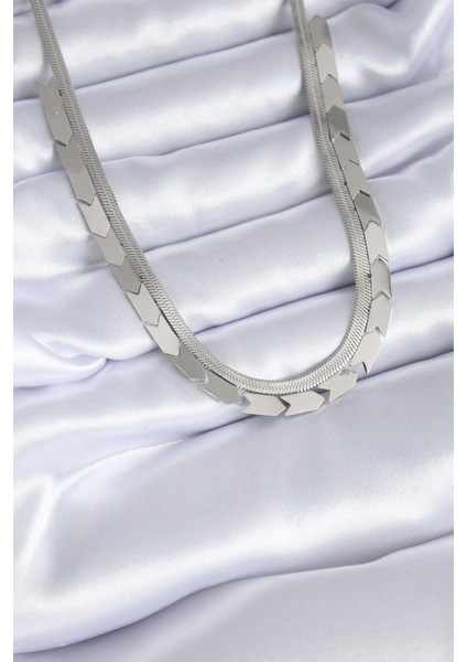 316L Çelik Gümüş Renk Italyan Zincir Model Kadın Kolye