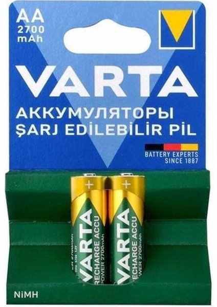 Varta Ni-Mh 1.2V 2700 Mah Hr6 Şarj Edilebilir Şarjlı Aa Kalem Pil (2'li Paket)