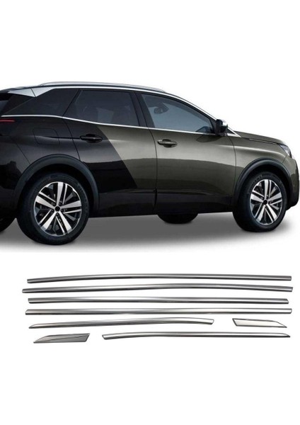 Peugeot 3008 Krom Cam Alt Çıtası 2016-2024 (8 Parça) modelleri
