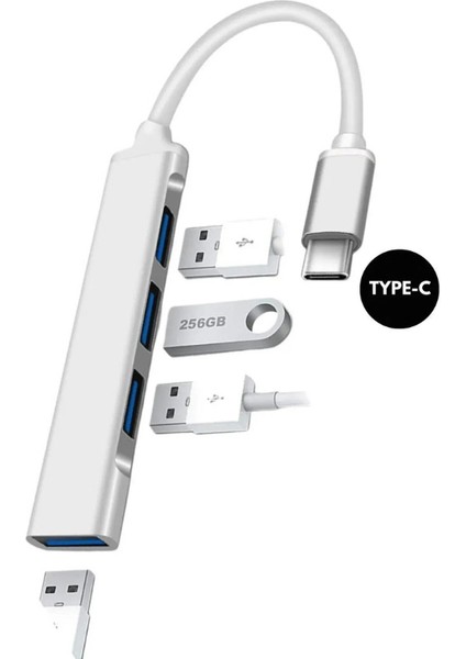 Type-C To USB Hub 4 Port Çoklayıcı Macbook ile Uyumlu Çoğaltıcı Type C To USB Converter Hub modelleri