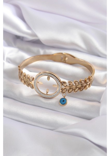 316L Çelik Gold Renk Çeyrek Takılabilen Zirkon Taş Detay Kadın Kelepçe fiyatları