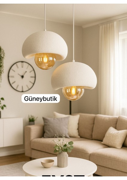 Beton Görünümlü 2li Sarkıt Avize Bohem Modern Tarzda Rustik (E27 Ampul ile Birlikte)