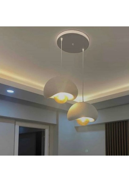 Beton Görünümlü 2li Sarkıt Avize Bohem Modern Tarzda Rustik (E27 Ampul ile Birlikte) indirimleri