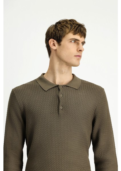 Polo Yaka Regular Fit Desenli Pamuklu Triko Kazak modelleri