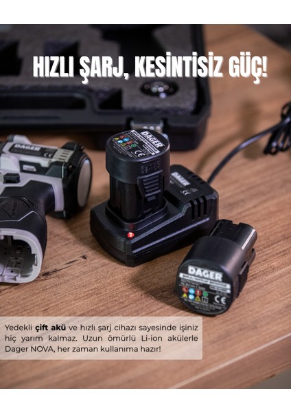 NOVA 16.8V Kömürsüz Darbeli Şarjlı Matkap Vidalama Seti | 60Nm | Çift Akü + 85 Parça Aksesuar + Hızlı Şarj | Pembe indirimleri