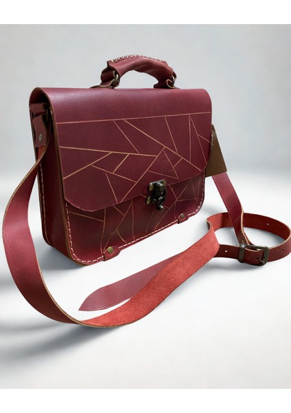 El Yapımı Hakiki Deri Unısex Evrak Çantası