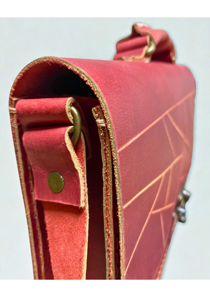 El Yapımı Hakiki Deri Unısex Evrak Çantası