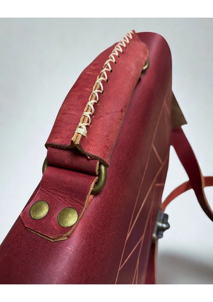 El Yapımı Hakiki Deri Unısex Evrak Çantası