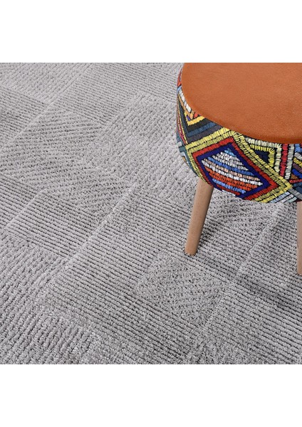 Gri Geometrik Etnik Modern Desenli Hav Vermeyen Leke Tutmayan Kolay Temizlenen Yumuşak Makine Salon Yolluk Mutfak Halı modelleri