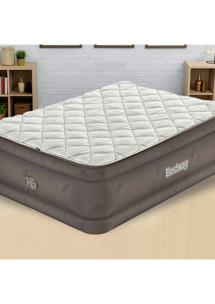 69145 Elektrikli Pompalı, Alezli Çift Kişilik Şişme Yatak 203X152X51 cm