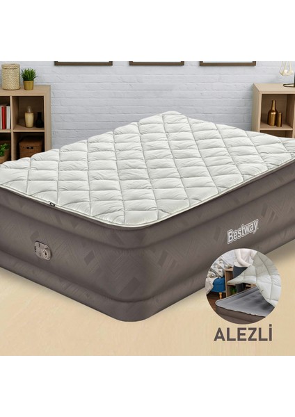 69145 Elektrikli Pompalı, Alezli Çift Kişilik Şişme Yatak 203X152X51 cm fiyatları